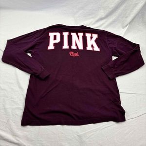 PINK Womens Long Sleeve T-Shirt Tee Purple Graphic Back PINK Text Large